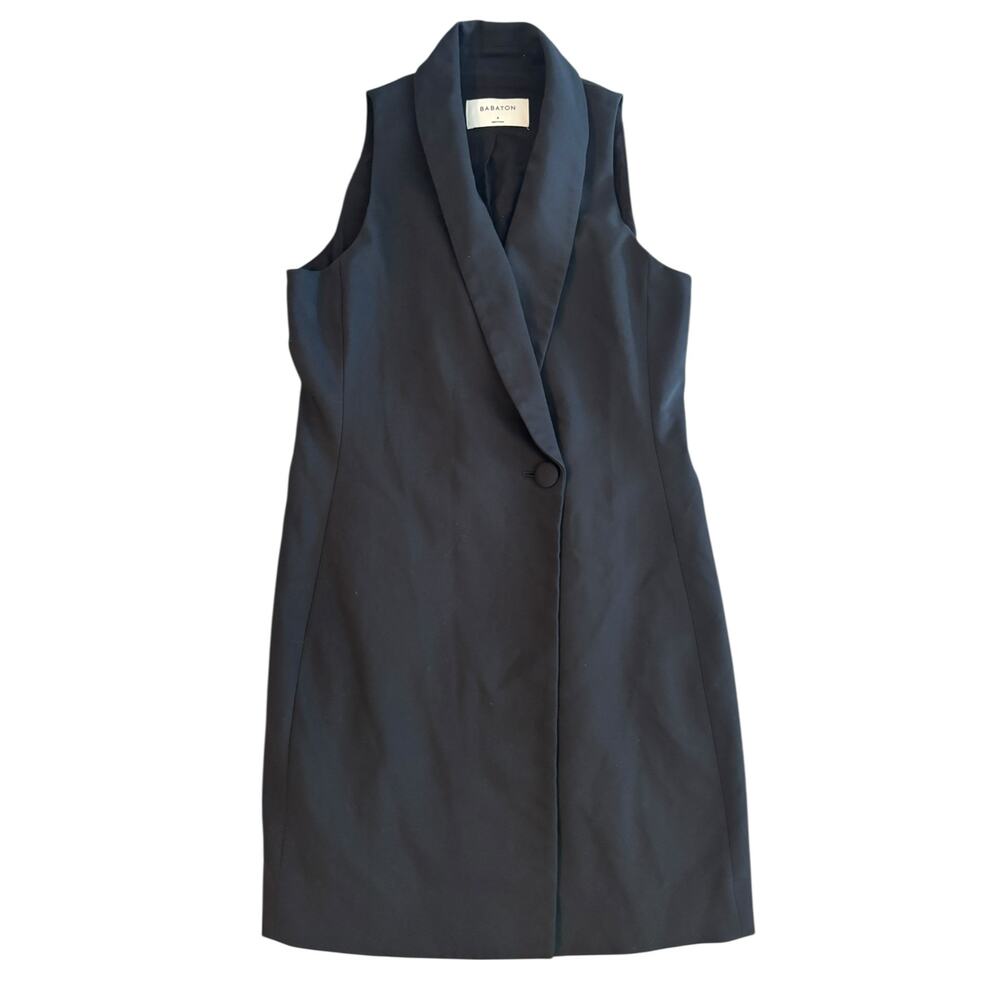 BABATON LONGLINE VEST FRONT BUTTON SIZE 4 BLACK NWOT